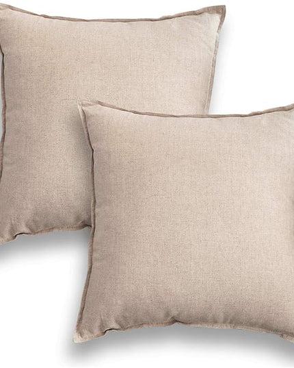 Jeanerlor Set of 2 Decorative Cotton Linen Couch 26"x26" Throw Pillow Case for Sofa Durable Classy, Comfortable Cushion Cover for Party/Wedding(65 x 65cm) Light Linen - LeafyLoom