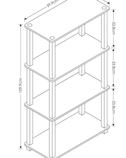 Furinno Turn-N-Tube 4-Tier Multipurpose Shelf Display Rack, Square Tube, Walnut/Brown - LeafyLoom