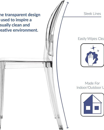 Modway Casper Modern Acrylic Stacking Kitchen and Dining Room Chair in Clear - Fully Assembled - LeafyLoom
