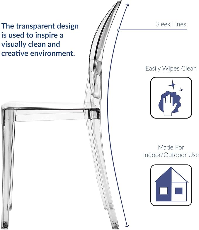 Modway Casper Modern Acrylic Stacking Kitchen and Dining Room Chair in Clear - Fully Assembled - LeafyLoom