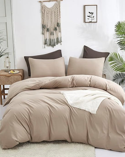Deep Champagne Comforter Set King Cream Coffee Bedding Set Khaki Comforter Set King Women Soft Dark Champagne Bedding Set Men Breathable Taupe Comforter Set King Coffee Color Bed Set - LeafyLoom