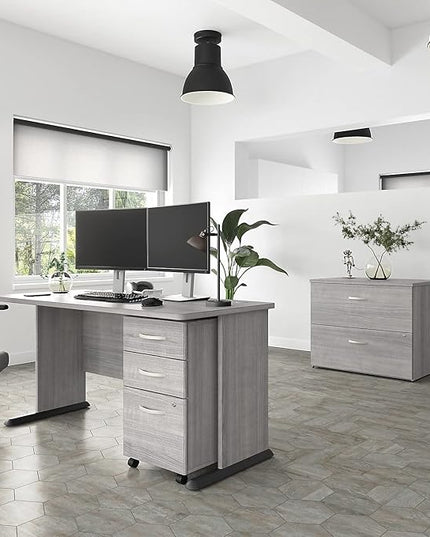 Bush Business Furniture Studio A 60-inch W Computer Desk, Platinum Gray (SDD160PG) - LeafyLoom