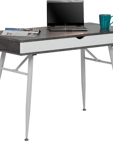 Calico Designs 51252 Alcove Modern Large Split Drawer in White/Cement Gray Desk with Storage, White/Cement Gray, White/Cement Gray - LeafyLoom