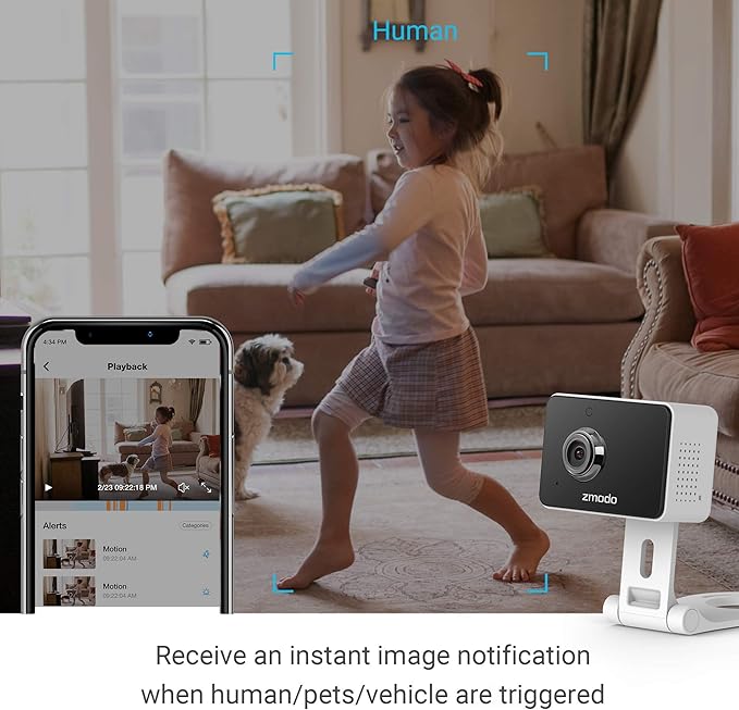 Zmodo 1080p Mini WiFi Pet Camera Two-Way Audio Smart Home Camera with Night Vision, Compatible with Alexa & the Google Assistant (2 Pack) Zmodo