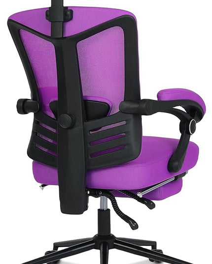 Vonesse Ergonomic Office Chair with Footrest High Back Computer Mesh Office Chairs with Footrest Big and Tall Office Chair Reclining Home Office Chair Desk Chair Purple - LeafyLoom