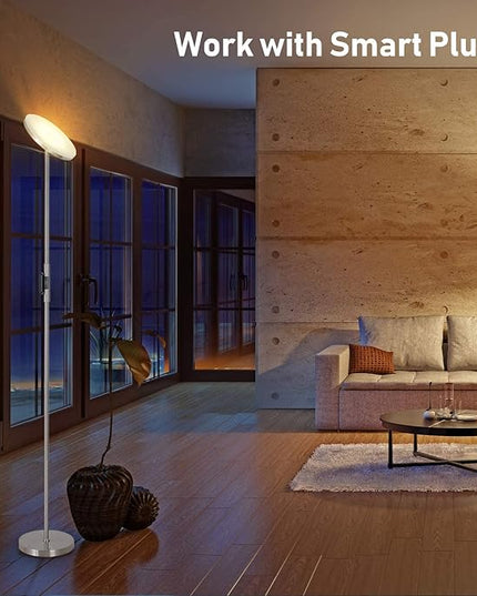 Floor Lamp,30W/2400LM Sky LED Modern Torchiere 3 Color Temperatures Super Bright Floor Lamps-Tall Standing Pole Light with Remote & Touch Control for Living Room,Bed Room,Office (Brushed Nickel) - LeafyLoom