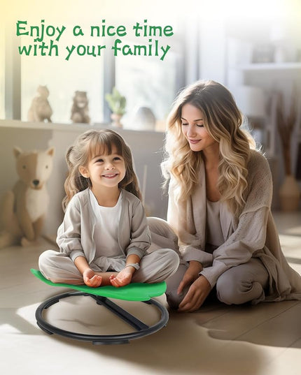 Kids Swivel Chair Wobble Chair for Toddlers Sit and Spin with Autism Spin Sensory Chair Aged 3+ Kids Balance Toys & Games Balance Physical Therapy Equipment - Green - LeafyLoom