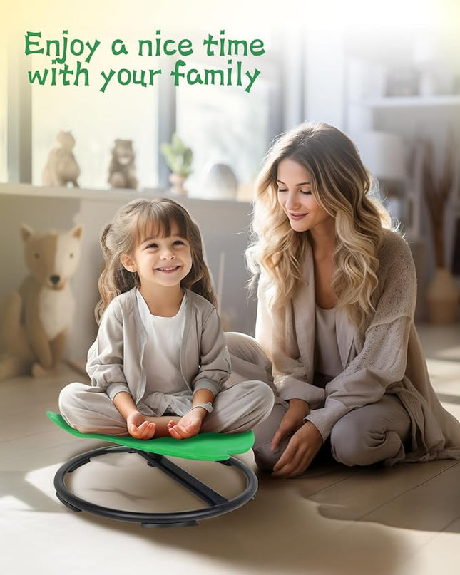 Kids Swivel Chair Wobble Chair for Toddlers Sit and Spin with Autism Spin Sensory Chair Aged 3+ Kids Balance Toys & Games Balance Physical Therapy Equipment - Green - LeafyLoom