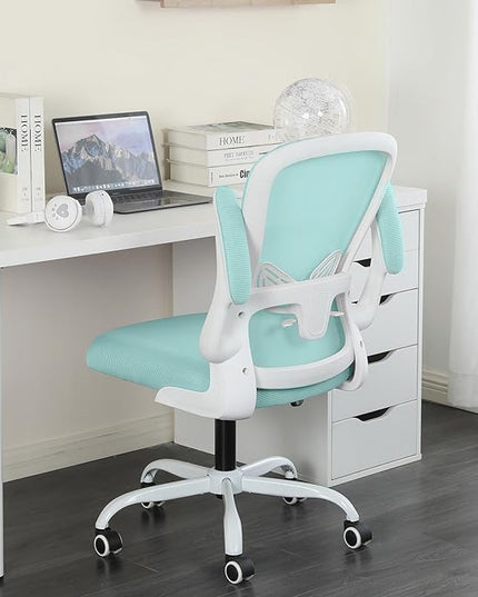 Office Chair Mesh Desk Chair with Flip Up Armrests Computer Chair Lumbar Support Ergonomic Chair Adjustable Swivel and Height Gaming Chair for Adults and Teens (NEW-BLUE, Classic) - LeafyLoom