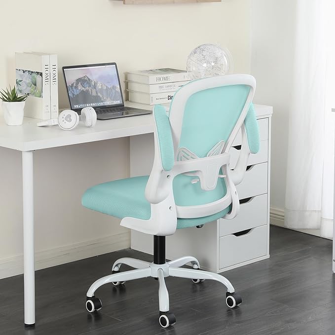 Office Chair Mesh Desk Chair with Flip Up Armrests Computer Chair Lumbar Support Ergonomic Chair Adjustable Swivel and Height Gaming Chair for Adults and Teens (NEW-BLUE, Classic) - LeafyLoom