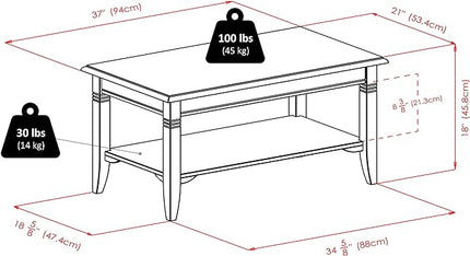 Winsome Nolan 18.03-inch x 37-inch x 21.02-inch Composite Wood Coffee Table, Cappuccino (40237) - LeafyLoom