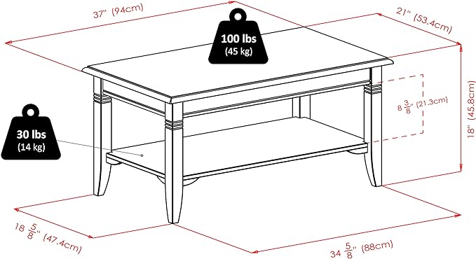 Winsome Nolan 18.03-inch x 37-inch x 21.02-inch Composite Wood Coffee Table, Cappuccino (40237) - LeafyLoom