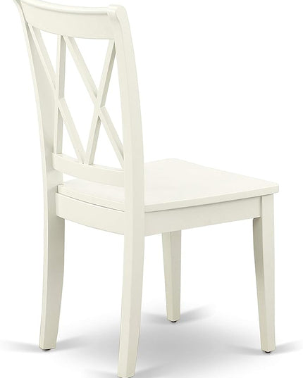 East West Furniture Antique 3 Piece Room Set Contains a Round Kitchen Table with Pedestal and 2 Dining Chairs, 36x36 Inch, AMCL3-LWH-W - LeafyLoom