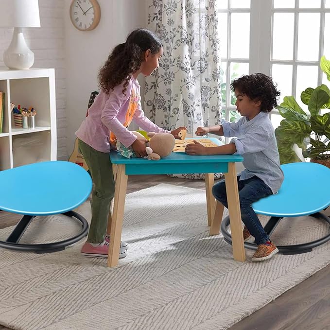 Kids Sensory Swivel Chair, Autism Sensory Chair, Spinning Chair for Autistic Kids, Small Space, Spin Seat, Metal Base, Non-Slip Design, Blue - LeafyLoom