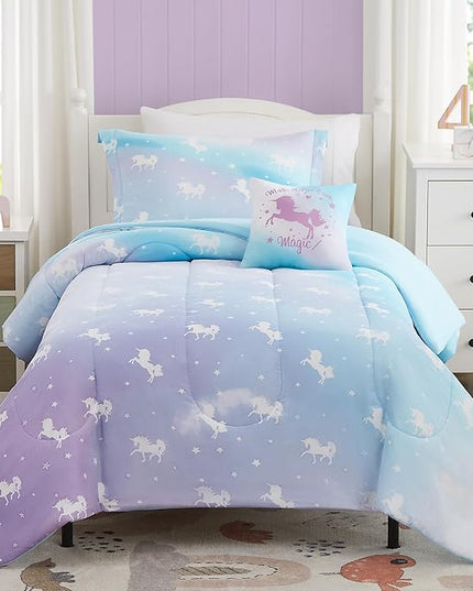 KALEIDOSPACE Kids Twin Comforter Sets for Girls, Glow in The Dark Unicorn Bedding Sets -3 Pieces Lightweight Bed in A Bag - LeafyLoom