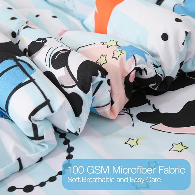 JSD Cute Panda Kids Comforter Set, 3 Pieces Full Microfiber Comforter with Pillow Shams, Soft Comfortable Machine Washable - LeafyLoom