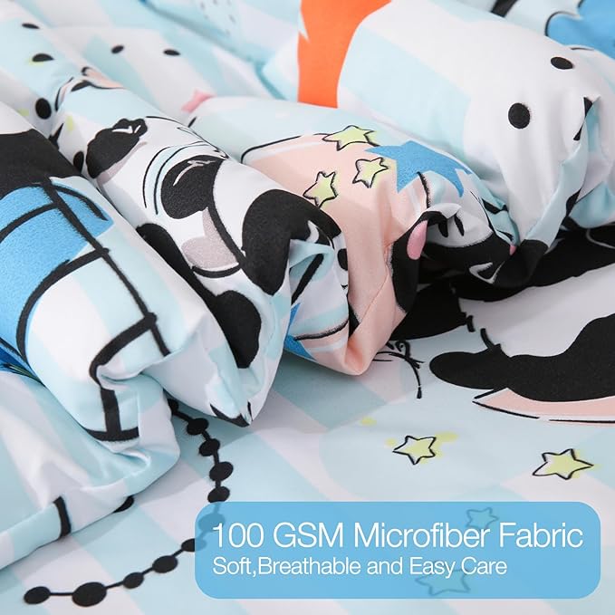 JSD Cute Panda Kids Comforter Set, 2 Pieces Twin Microfiber Comforter with Pillow Sham, Soft Comfortable Machine Washable - LeafyLoom