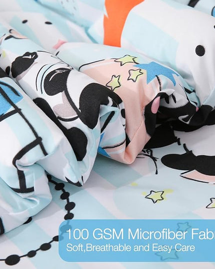 JSD Cute Panda Kids Comforter Set, 3 Pieces Queen Microfiber Comforter with Pillow Sham, Soft Comfortable Machine Washable - LeafyLoom