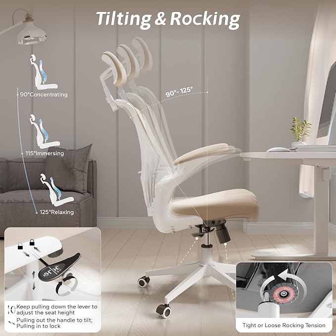 Home Desk Chair Ergonomic Chair with Headrest Study Chair Computer Chair Desk Chair Adjustable Headrest Lumbar Support Office Chair Heavy Duty Office Chair - LeafyLoom
