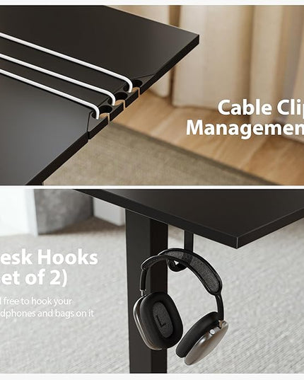 L Shaped Standing Desk Adjustable Height, Electric Corner Standing Desk, 63 x 55 inch Sit Stand Computer Table with Splice Board, Gaming Table, Black - LeafyLoom