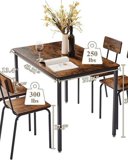4 Chairs Dining Table Set for 4-8, Modern Space Saving Kitchen Desk, Wooden Industrial Style Farmhouse, 43", Brown - LeafyLoom