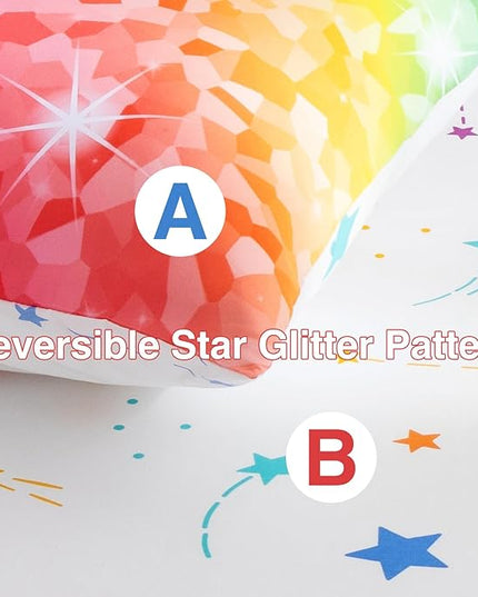 A Nice Night 6Pcs Gradient Abstract Art Grid Mosaic Geometric Bedding Set for Girls, Colorful Rainbow Galaxy Comforter Set, Ultra Soft Bedding Sets (PinkYellow,Twin 6Pcs) - LeafyLoom