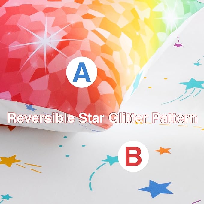 A Nice Night 6Pcs Gradient Abstract Art Grid Mosaic Geometric Bedding Set for Girls, Colorful Rainbow Galaxy Comforter Set, Ultra Soft Bedding Sets (PinkYellow,Full 6Pcs) - LeafyLoom