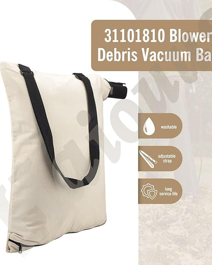 31101810 Blower Debris Vacuum Bag, Compatible with Greenworks Vacuum Bag 24022 24072 Leaf Blower Vacuum Debris White Cloth Bag w/Zipper,Replace 31103148 - LeafyLoom