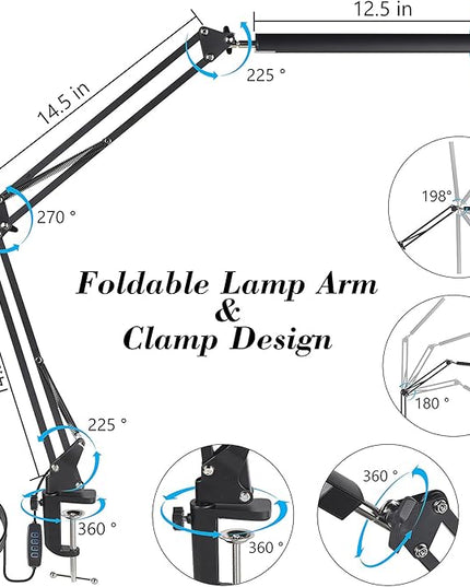 Modern LED Desk Lamp with Adjustable Brightness and Color Temperature, Eye-Caring, Architect Desk Lamp for Office, Home, Reading, Drawing - LeafyLoom