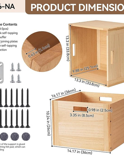 KIRIGEN Stackable Wood Storage Cube/Basket/Bins Organizer for Home Books Clothes Toy Modular Open Cubby Storage System - Office Bookcase Closet Shelves F26-NA - LeafyLoom