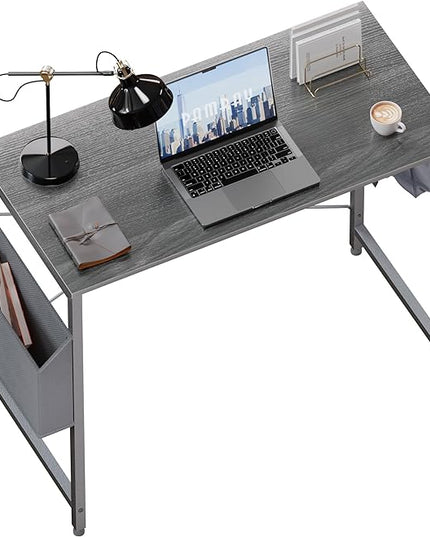 Pamray 32 Inch Computer Desk for Small Spaces with Storage Bag, Home Office Work Desk with Headphone Hook, Small Office Desk Study Writing Table - LeafyLoom