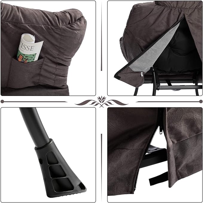 AcozyHom Modern Fabric Large Lazy Chair, Accent Oversized Comfy Reading Chair, Thick Padded Cozy Lounge Chair with Armrest, Steel Frame Leisure Sofa Chair for Living Room, Bedroom, Dorm, Coffee - LeafyLoom
