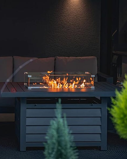 Wisteria Lane Aluminum Patio Furniture Set, 4 Piece Metal Outdoor Sofa Set with 54-INCH CSA Certified Propane Gas Fire Pit Table(Dark Grey) - LeafyLoom
