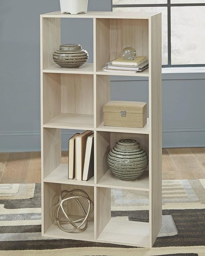 Signature Design by Ashley Socalle Modern 8 Cube Storage Organizer or Bookcase, Whitewash - LeafyLoom