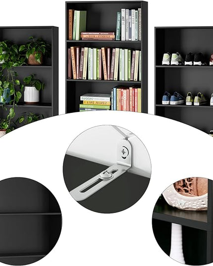 FOTOSOK 6-Tier Open Bookcase and Bookshelf, Freestanding Display Storage Shelves Tall Bookcase for Bedroom, Living Room and Office, Black - LeafyLoom