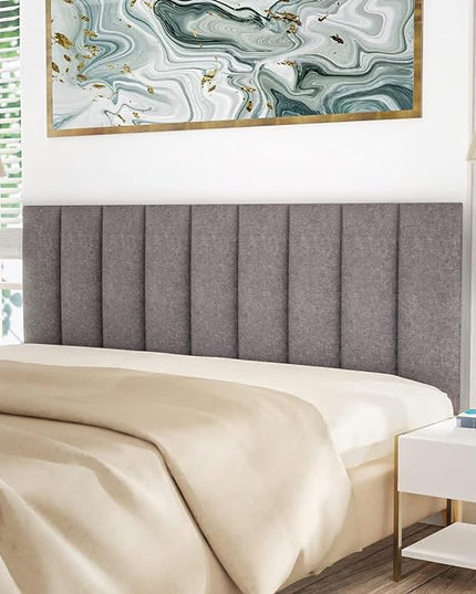 Tbfit Upholstered Wall Mounted Headboard for King Size Bed, Soundproof Peel and Stick Headboards, Tufted Floating Dorm Bed Headboard, Pack of 12 Panels Sized 10” x 24”, Grey - LeafyLoom