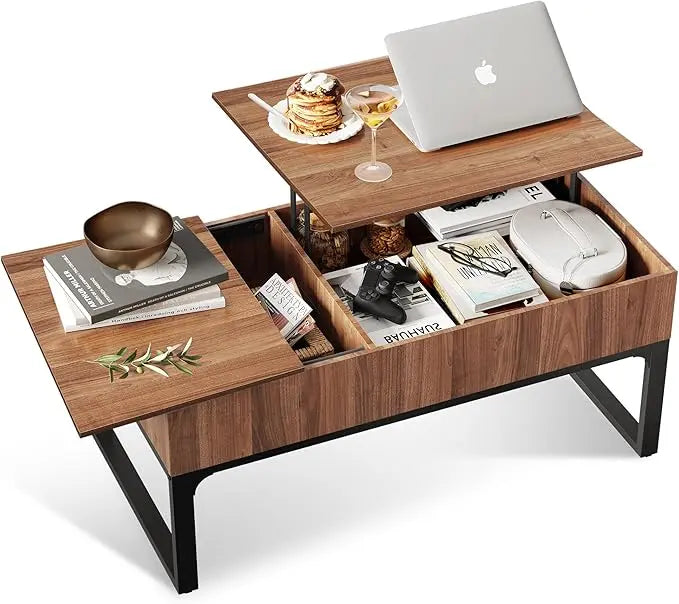WLIVE Lift Top Coffee Table for Living Room,Modern Wood Coffee Table with Storage,Hidden Compartment and Drawer for Apartment, Home, Retro, Walnut Oak. - LeafyLoom