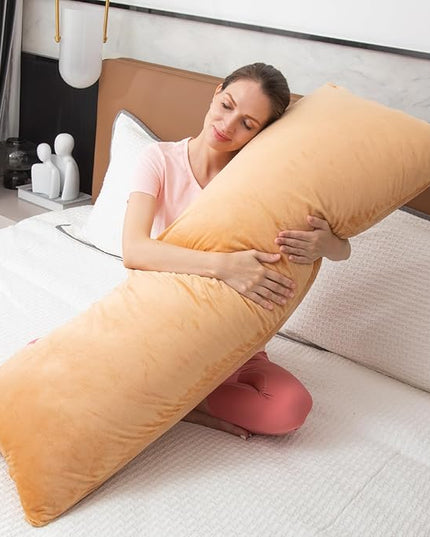Body Pillows for Adults, Long Pillow for Bed, Firm Large Body Pillow with Velvet Cover for Side Sleeper, 20x54 Inches (Brown) - LeafyLoom