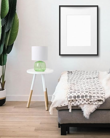 Simple Designs LT2064-GRW Glass Table Lamp with Fabric Shade, Green with White Shade - LeafyLoom