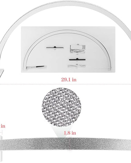 Half Moon Light for Nail Desk, 2700K-5600K, Tattoo Lighting Lamp, Nail Desk Lamp, Eyelash Light, Salon&Home, White(Crystal Diamond) - LeafyLoom