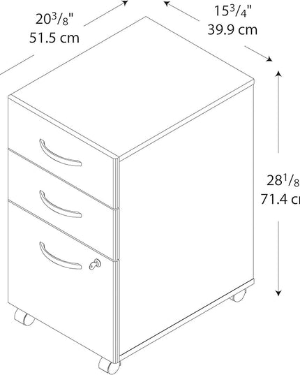 Bush Business Furniture Series C Mobile Under Desk Arrives Fully Assembled | Stylish 3 Drawer File Cabinet for Professional or Home Office, Hansen Cherry - LeafyLoom