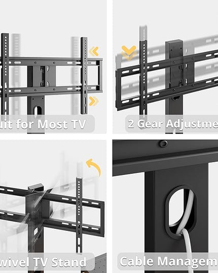 IRONCK TV Stand with Mount and Power Outlet 55", Swivel TV Stand Mount for 75+ inch TV, 3 Tiers TV Console with Drawer and Storage Shelves Entertainment Center - LeafyLoom