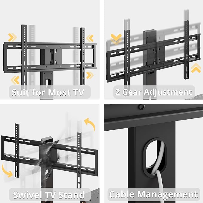 IRONCK TV Stand with Mount and Power Outlet 55", Swivel TV Stand Mount for 75+ inch TV, 3 Tiers TV Console with Drawer and Storage Shelves Entertainment Center - LeafyLoom