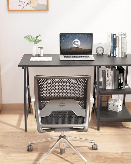 soges Computer Desk 47inches PC Desk Office Desk with Shelf Workstation for Home Office Use Writing Table,Black - LeafyLoom