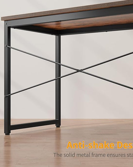 Cubiker Computer Desk 32 inch Home Office Writing Study Desk, Modern Simple Style Laptop Table with Storage Bag, Brown - LeafyLoom