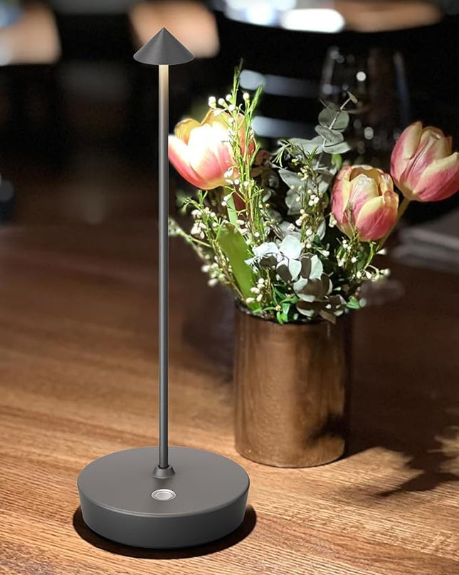 Cordless Table Lamps Rechargeable, 6000mAh Battery Operated LED Desk Lamp Outdoor Waterproof Portable Touch Dimmable Table Light for Patio Restaurant Dining Home Set of 2 Grey - LeafyLoom