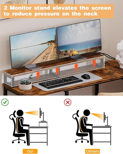 IDEALHOUSE 67" L Shaped Computer Desk with Drawers, Reversible Home Office Desk with Power Outlet, Adjustable Shelf and Mobile CPU Stand, Gaming Desk for Work, Home Office Corner Desk, Rustic Brown - LeafyLoom