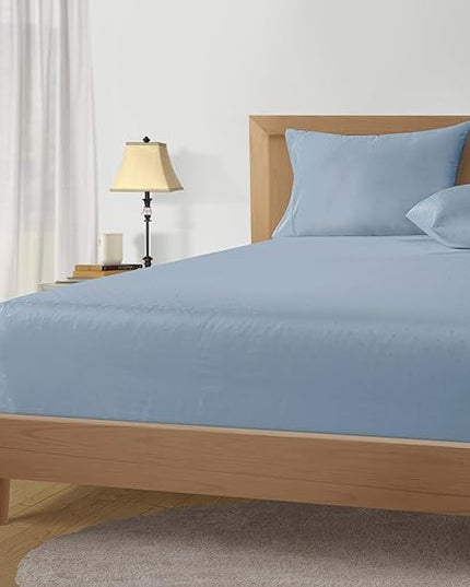LANE LINEN Split King Sheets for Adjustable Beds - 1000 Thread Count 5PC Sheets Set, 100% Egyptian Cotton, Cool Breathable & Soft, 2 Fitted Fits Upto 16" Deep Pockets - Swiss Dot - French Blue - LeafyLoom