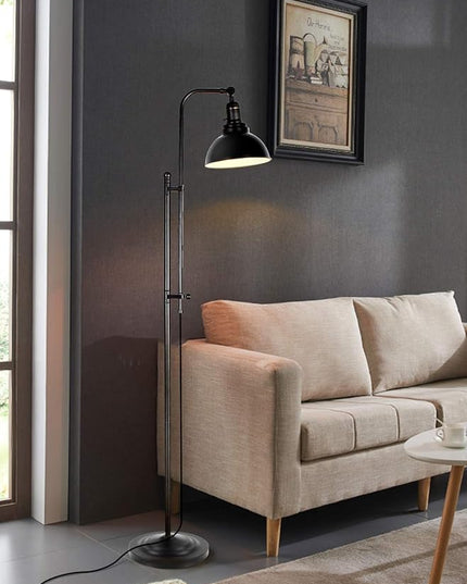 Floor Lamp, Industrial Floor Lamps for Living Rooms & Bedrooms - Rustic Farmhouse Reading Lamp Standing, Adjustable Metal Heads Indoor Task Lighting for Living Room Office Home Décor (Black-02) - LeafyLoom