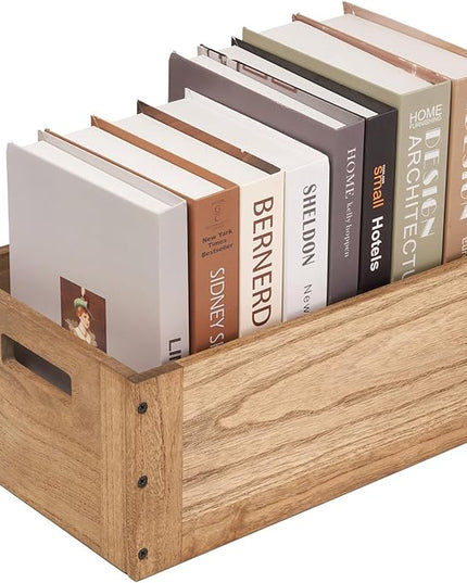 KIRIGEN Stackable Wood Storage Cube /Basket/ Bins Organizer for Home Books Clothes Toy - Modular Open Cubby Storage System - Office Bookcase Closet Shelves C15-DBR - LeafyLoom